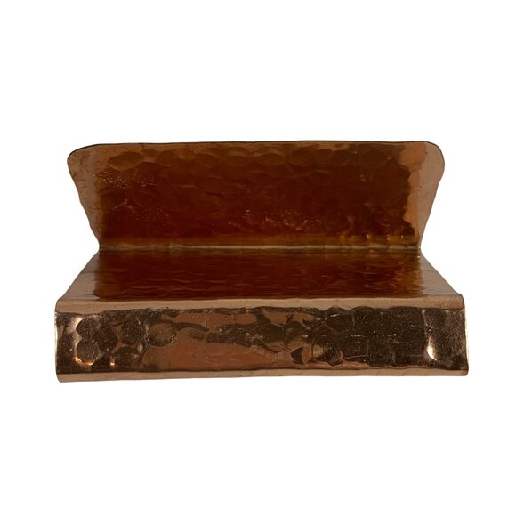 Hammered Copper Business Card Holders - Set Of 2 - Home Office Desk Accessory - Picture 9 of 11
